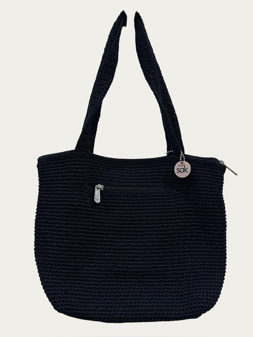 The Sak Black Crochet Woven Tote Bag